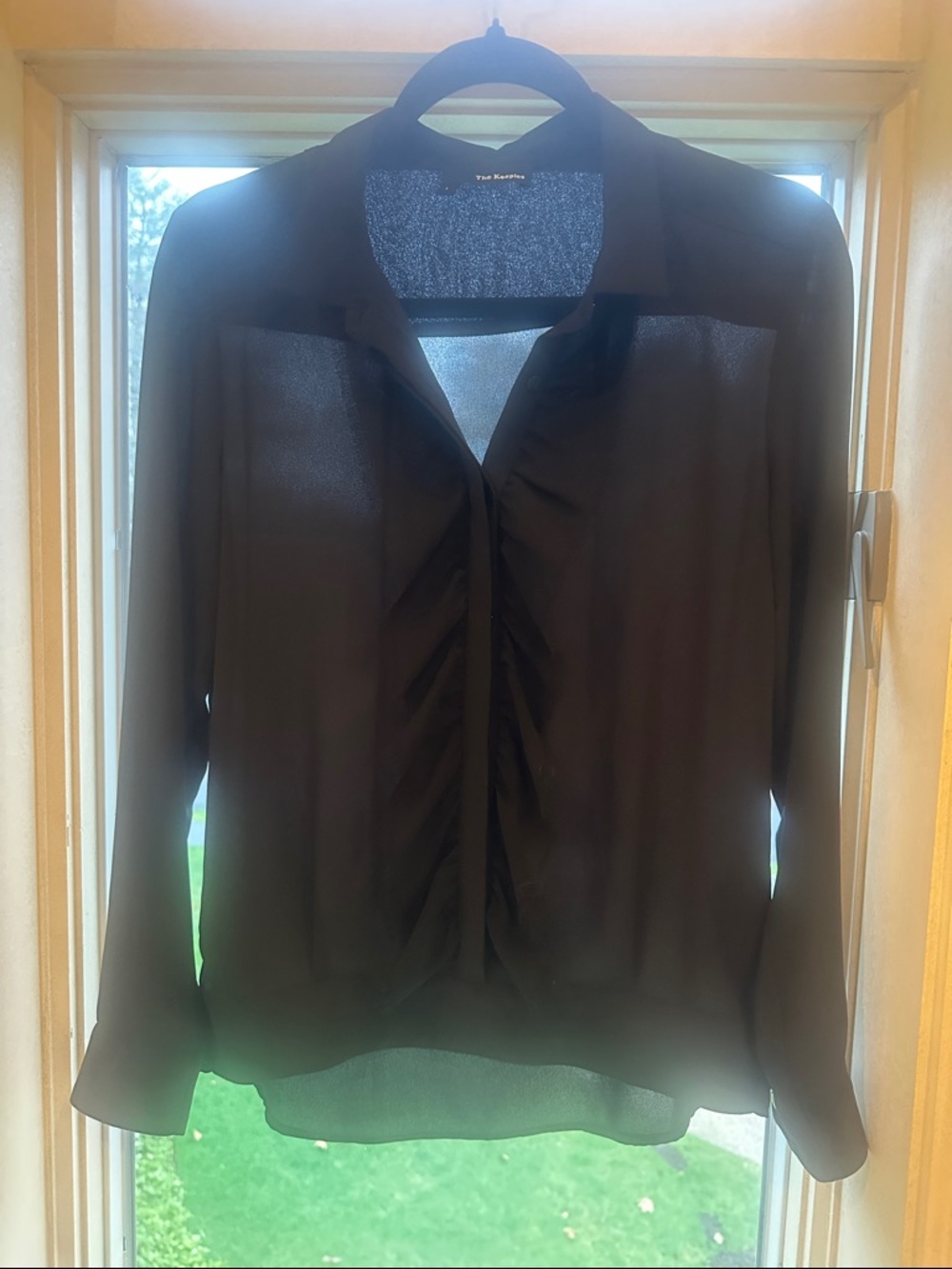 KOOPLES BLACK RUFFLE BLOUSE SIZE 1 WHICH IS SMALL